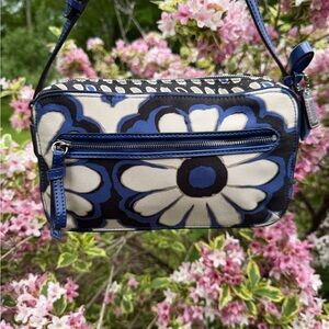 Coach Floral Crossbody Bag in Blue and Cream